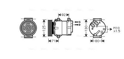 Compressor, airconditioning Megane II 1.4 i 09/05-  AVA QUALITY  afbeelding 1
