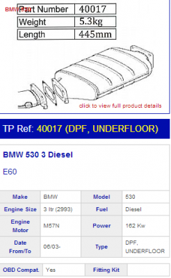 Roetfilter BMW E60 530 3 Diesel (2993cm³) afbeelding 1