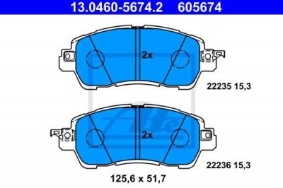 Remblokken vooras Mazda 2 1.5/1.5 SKYACTIVE 14-  ATE QUALITAT afbeelding 1