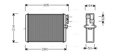 Kachelradiateur, interieurverwarming S60 / XC70 * 07/98-  AVA afbeelding 1