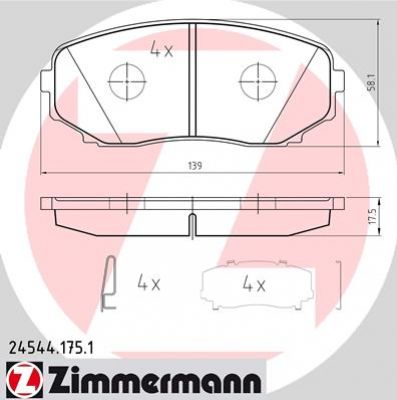 Set Voorremblokken Mazda CX7 (ER) 06.06 -  ZIMMERMANN QUALITAT afbeelding 1