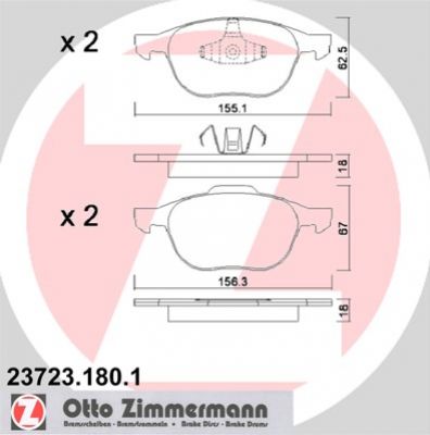 Set Voorremblokken Focus II, C-Max, Mazda 3/5 01.11-  ZIMMERMANN afbeelding 1