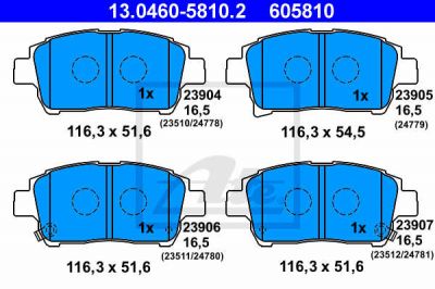 Set Voorremblokken Toyota IQ (KPJ1_, NGJ1_, KGJ1_, NUJ1_) ATE afbeelding 1