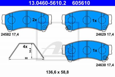 Set Voorremblokken Mazda 6 (GH) 1.8/2.0/2.2MZR 08.07-  ATE afbeelding 1