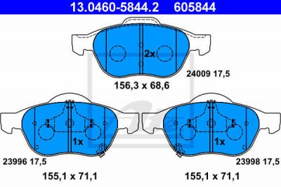 Set Voorremblokken Toyota Avensis (_T22_) 1.8 10.00 -  ATE  afbeelding 1
