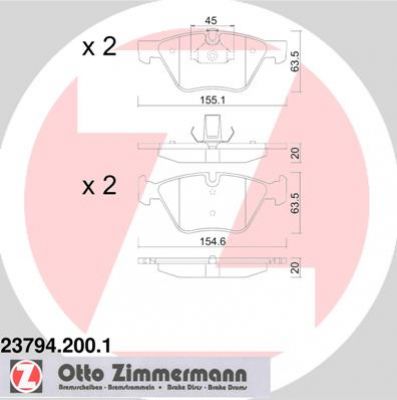 Remblokken voor E90/91 316i-330i, 318d-330d  ZIMMERMANN afbeelding 1