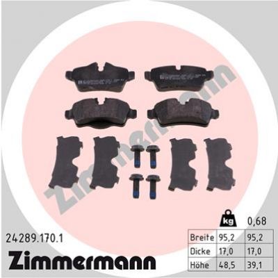 Set Achterremblokken Mini One/Cooper/Cabrio 10/06-  ZIMMERMANN afbeelding 1