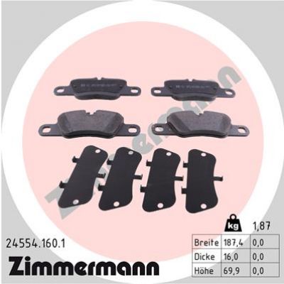 Set achterremblokken Porsche Panamera (970) ZIMMERMANN afbeelding 1