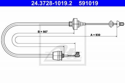 Koppelingkabel Twingo I 93-12  ATE QUALITAT afbeelding 1