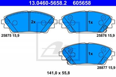 Set Voorremblokken Mazda 3 (BM) CX-3 (DK) 2.0/2.2D  ATE QUALITAT afbeelding 1